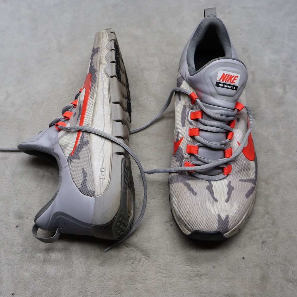 Nike Mens 12 Running Shoes Grey Free Trainer 5.0‎ Camo Accent Cushioned Athletic